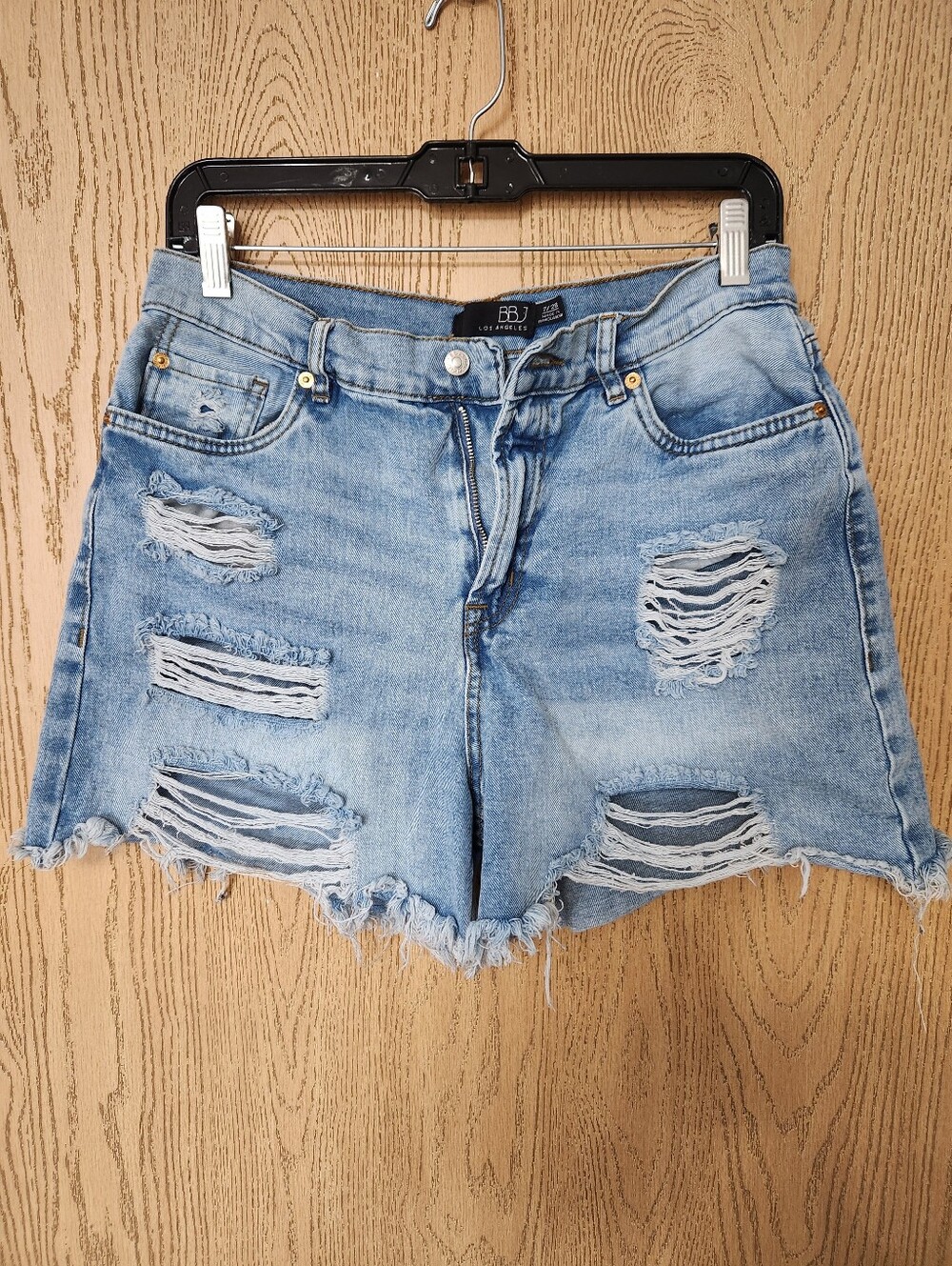 BBJ Light Blue Distressed High-Waist Denim Shorts